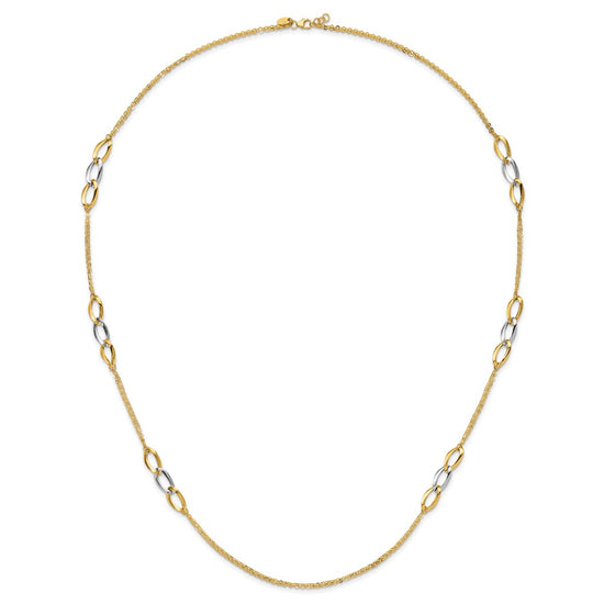 14K Two-tone Polished w/ .25 in ext. Fancy Link Necklace
