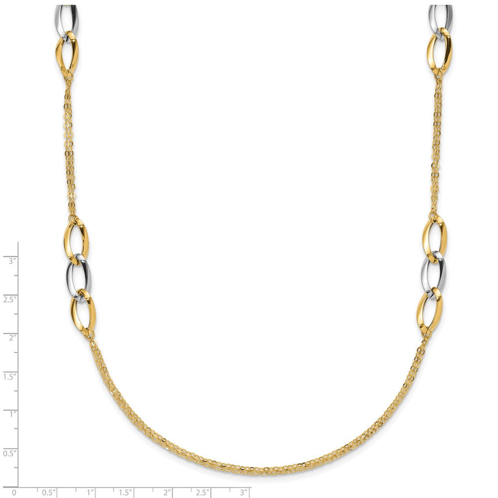 14K Two-tone Polished w/ .25 in ext. Fancy Link Necklace