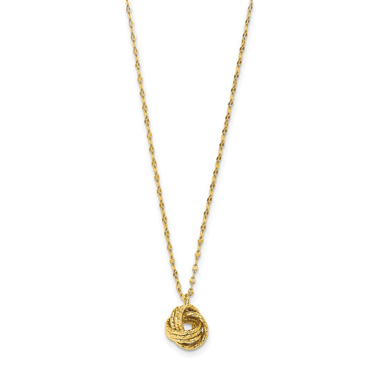 14k Diamond-cut Love Knot Pendant 18 inch Necklace
