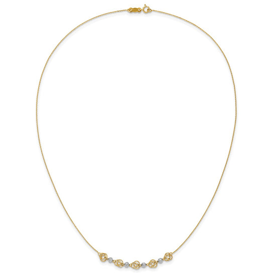 14k Two-tone Diamond-cut Beads and Love Knots 18 inch Necklace