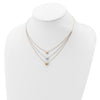 14K Tri-color Three Hearts 16 inch Layered Necklace Plus 1 inch Extender
