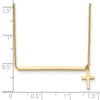 14k Polished Bar with Dangle Cross 13 inch Choker Necklace Plus 2 inch Extender