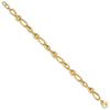 14K Polished and Grooved Fancy Twisted Link 8 inch Bracelet Plus 0.5 inch Extender