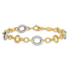14K Two-tone Fancy Circles Cable Link 7.5 inch Bracelet