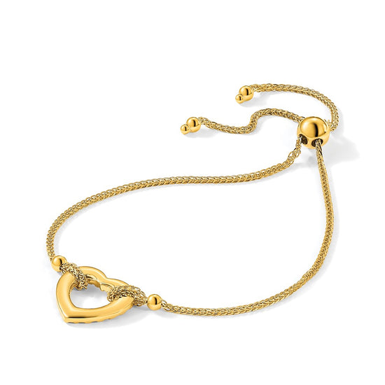 14K Heart Adjustable Bracelet