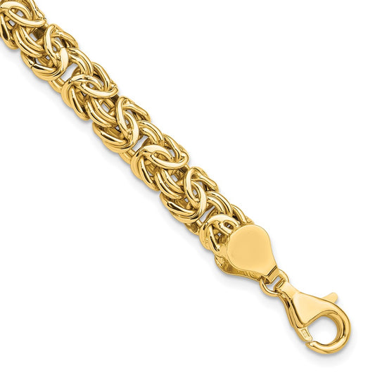 14K Polished 7.75mm Fancy Byzantine Link 8 inch Bracelet