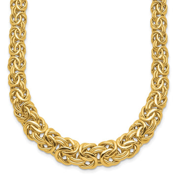 14k Fancy Graduated 7-12mm Flat Byzantine 17.5 inch Necklace