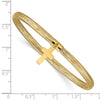 14K 4mm Cross Dangle Woven Mesh Slip-on Stretch Bracelet