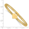 14K 4mm Heart Dangle Woven Mesh Slip-on Stretch Bracelet
