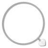14K with White Rhodium 4mm Heart Dangle Woven Mesh Slip-on Stretch Bracelet