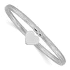14K with White Rhodium 4mm Heart Dangle Woven Mesh Slip-on Stretch Bracelet