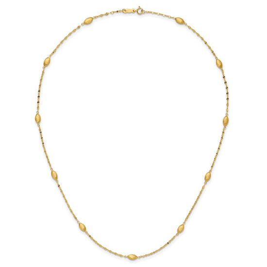 14k Diamond-cut Chain with Satin Oval Beads 18 inch Necklace