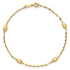 14k Diamond-cut Chain with Satin Oval Beads 7.5 inch Bracelet