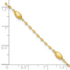 14k Diamond-cut Chain with Satin Oval Beads 7.5 inch Bracelet