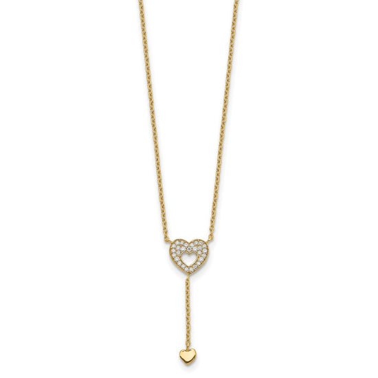 14K Heart with CZs Necklace