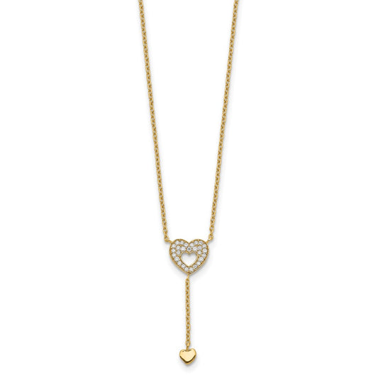 14K Heart with CZs Necklace