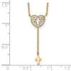 14K Heart with Cross CZ Necklace