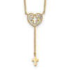 14K Heart with Cross CZ Necklace