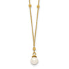 14k 4-5mm White Freshwater Cultured Pearl with Diamond-cut Beads 18 inch Necklace