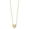 14K Heart with Flowers & CZ with 2IN EXT Necklace