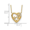 14K Heart with Flowers & CZ with 2IN EXT Necklace