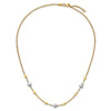 14K Two-Tone Polished Puffed and Flat Stars 17 inch Necklace Plus 1 inch Extender