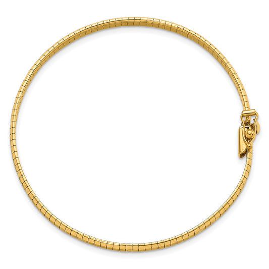 14K Polished and Satin Diamond-cut 4mm 7.5 inch Omega Bracelet