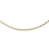 14K Polished Diamond-cut 1.25mm 18 inch Round Twisted Omega Necklace Plus 2 inch Heart Chain Extender