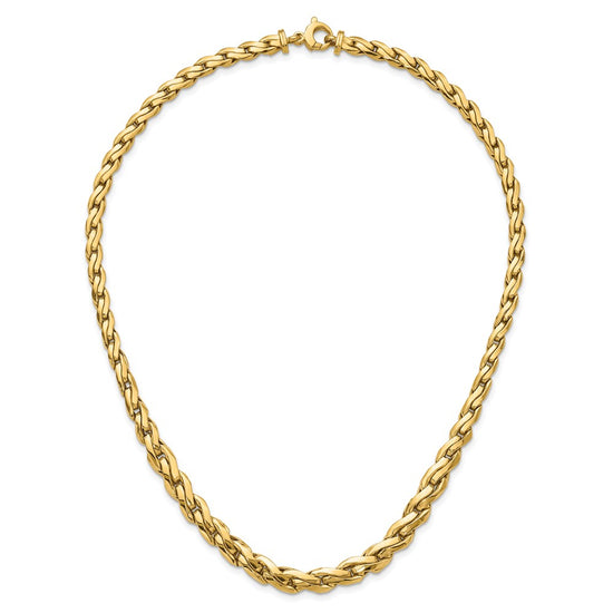 14k Polished 7mm Graduated Fancy Link 18 inch Necklace