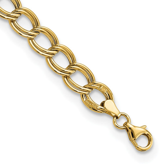 14K Polished 7.5mm Fancy Double Link 7.5 inch Bracelet