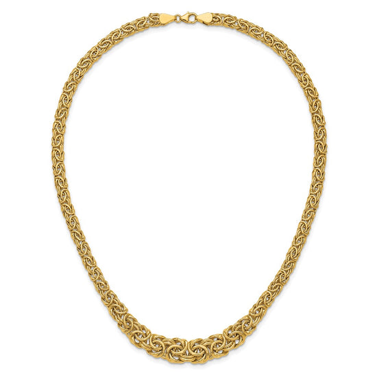 14k Graduated 7-10mm Fancy Byzantine 17.25 inch Necklace