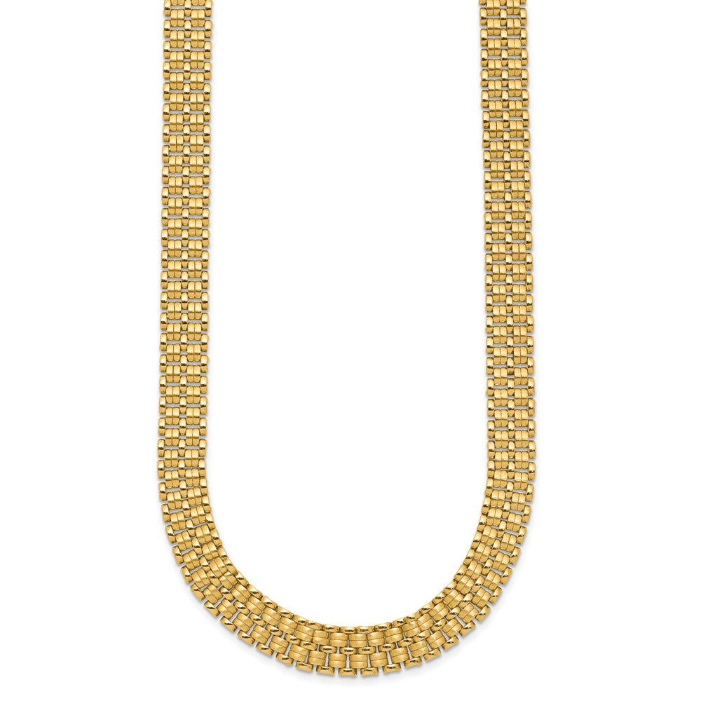 14K Brushed and Polished Basket Weave Pattern 17 inch Necklace