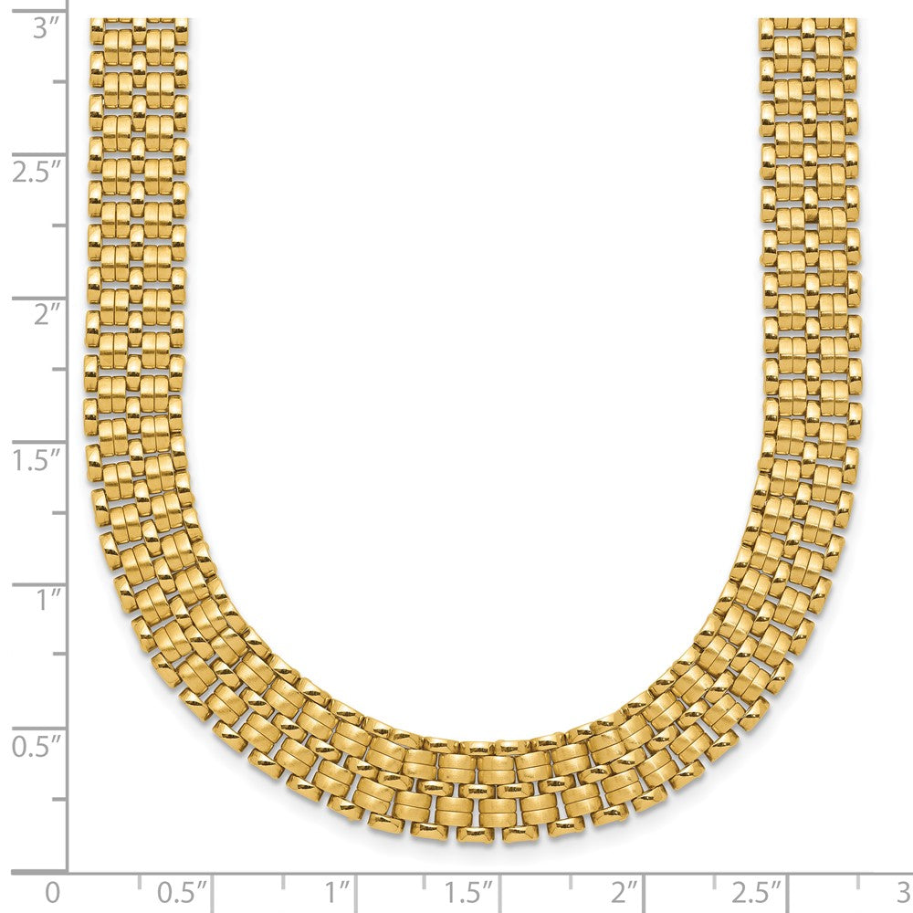 14K Brushed and Polished Basket Weave Pattern 17 inch Necklace