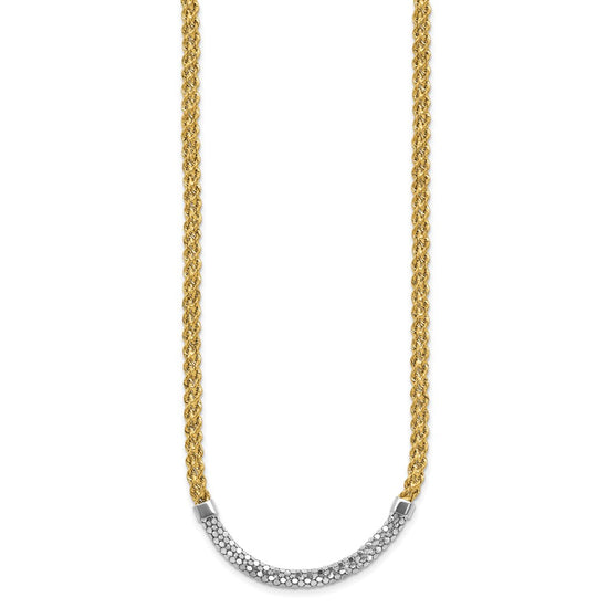 14K and White Rhodium Diamond-cut Twisted Fancy Rope 18 inch Necklace