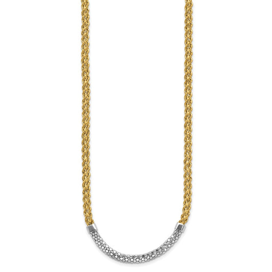 14K and White Rhodium Diamond-cut Twisted Fancy Rope 18 inch Necklace