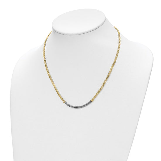 14K and White Rhodium Diamond-cut Twisted Fancy Rope 18 inch Necklace