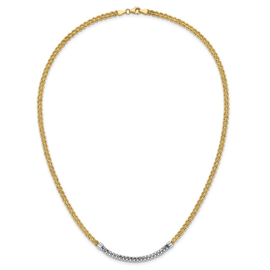 14K and White Rhodium Diamond-cut Twisted Fancy Rope 18 inch Necklace