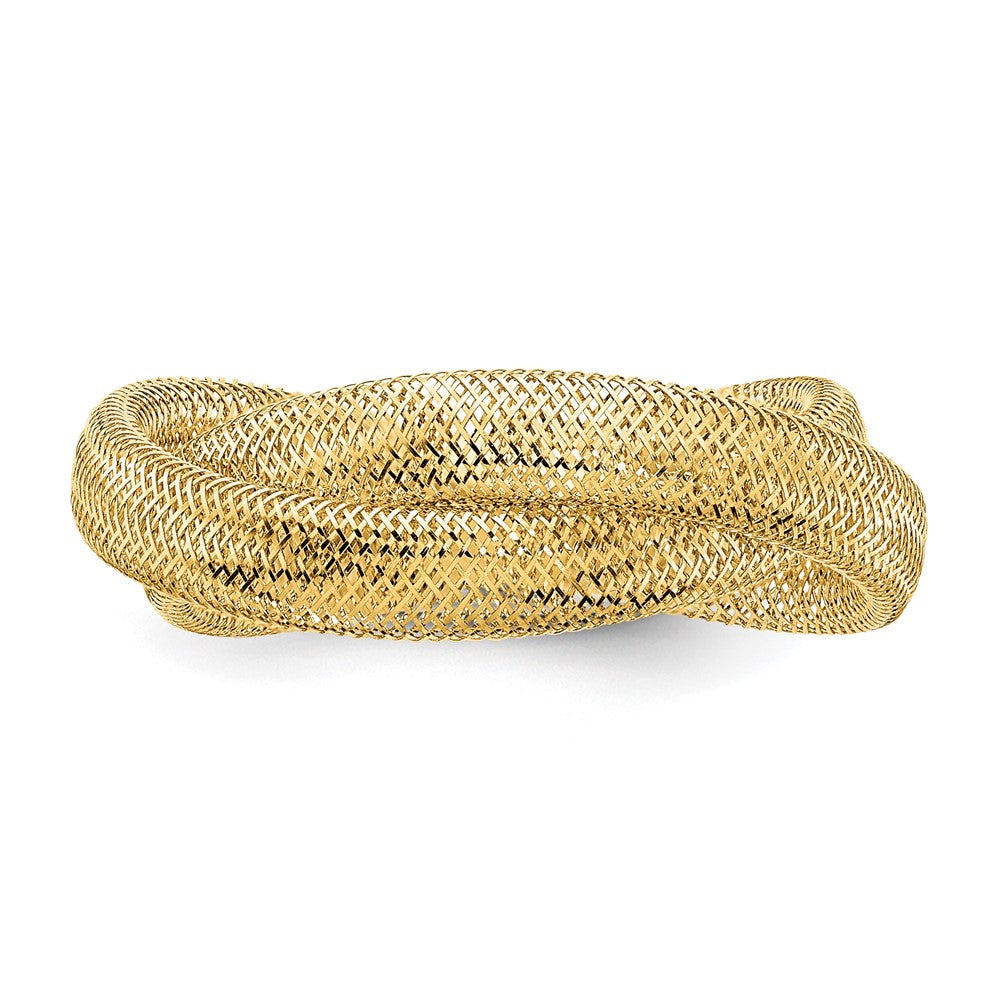 14K 8mm Twisted Woven Mesh Stretch Ring