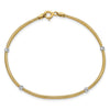 14K with White Rhodium Woven Flexible Diamond-cut Moveable Beads 7.25 inch Bracelet