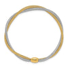 14K with White Rhodium Twisted Woven Mesh Slip-on Stretch Bracelet