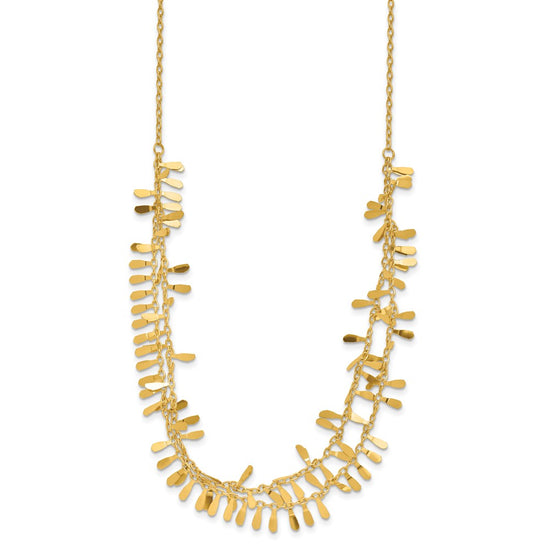 14K Polished Double Strand Fancy Link w/2 in ext. Necklace