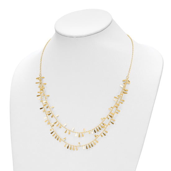 14K Polished Double Strand Fancy Link w/2 in ext. Necklace