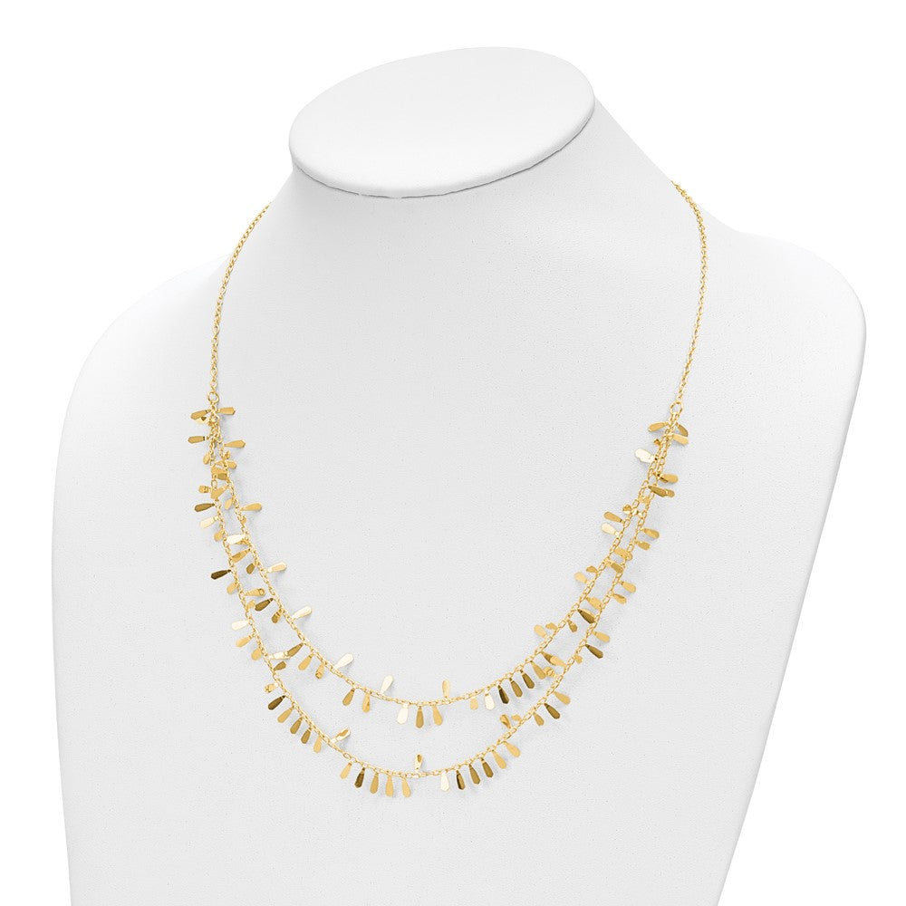 14K Polished Double Strand Fancy Link w/2 in ext. Necklace