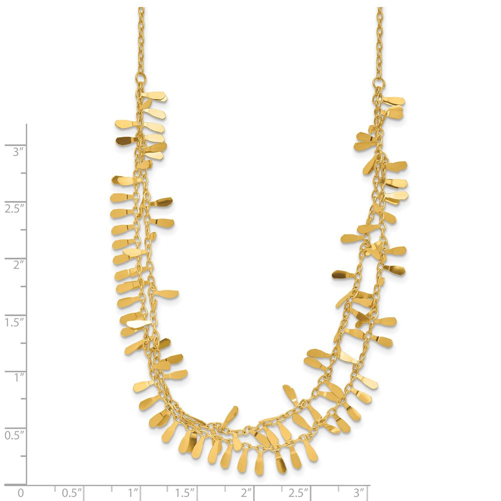 14K Polished Double Strand Fancy Link w/2 in ext. Necklace