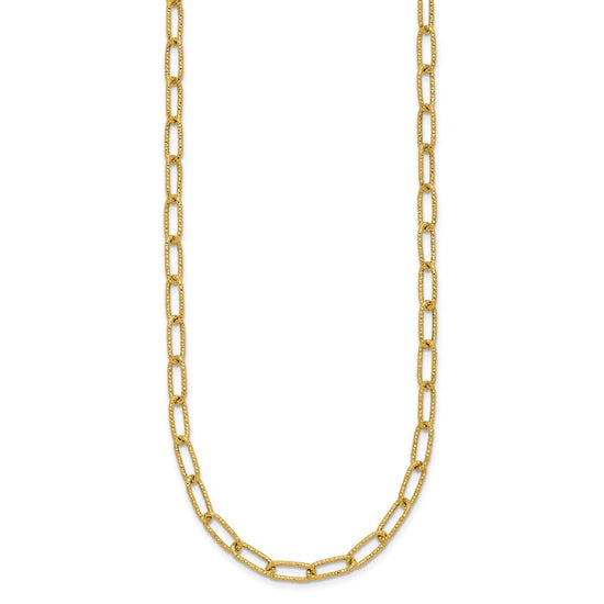 14K Textured 3.75mm Fancy Open Link 18 inch Necklace