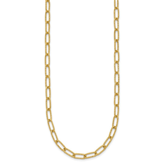 14K Textured 3.75mm Fancy Open Link 18 inch Necklace