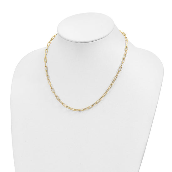 14K Textured 3.75mm Fancy Open Link 18 inch Necklace