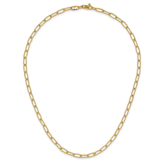 14K Textured 3.75mm Fancy Open Link 18 inch Necklace