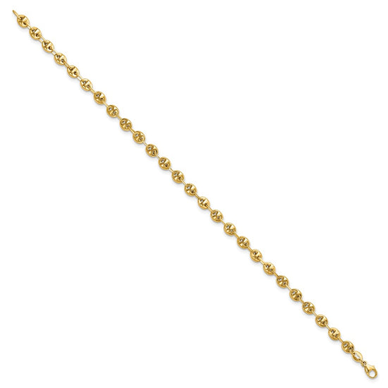 14K Polished 4mm Fancy Link 7.5 inch Bracelet