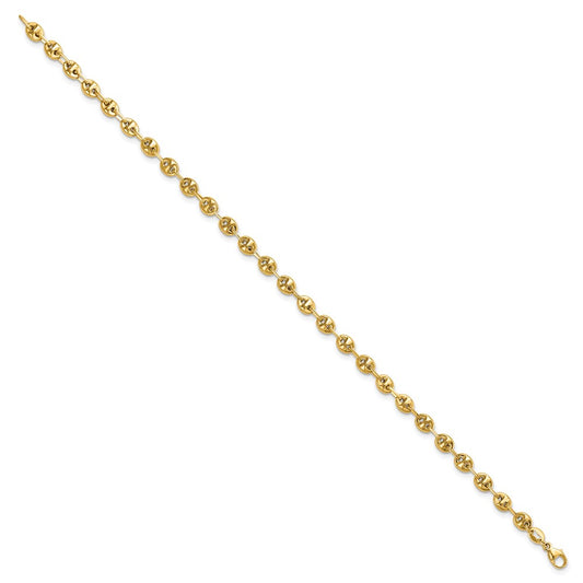 14K Polished 4mm Fancy Link 7.5 inch Bracelet